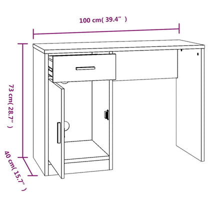 Schreibtisch mit Stauraum Braun Eichen-Optik 100x40x73 cm