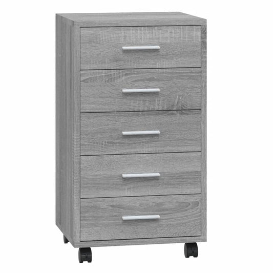 Schubladenschrank mit Rollen Grau Sonoma Holzwerkstoff