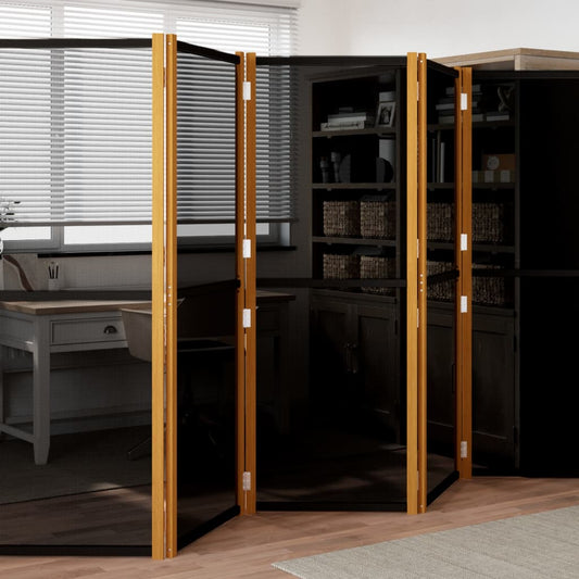 5-tlg. Raumteiler Schwarz 350x180 cm
