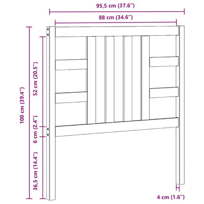 Kopfteil Grau 96x4x100 cm Massivholz Kiefer