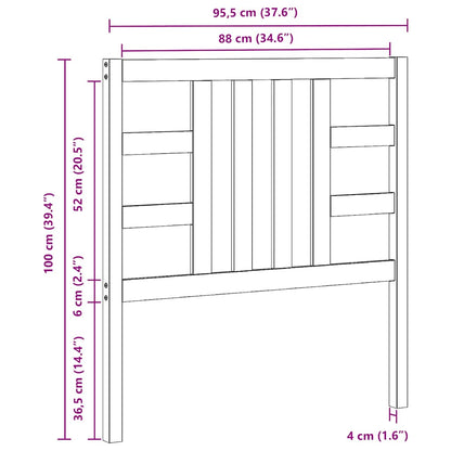 Kopfteil Schwarz 96x4x100 cm Massivholz Kiefer