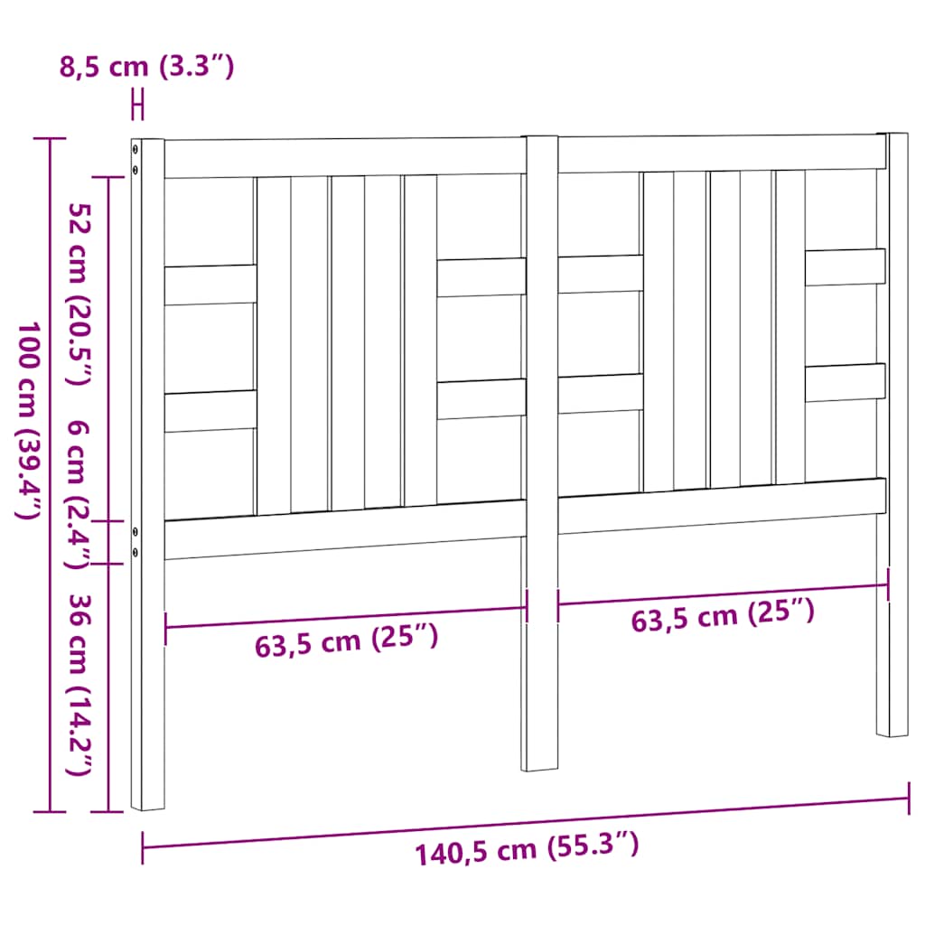 Kopfteil 141x4x100 cm Massivholz Kiefer