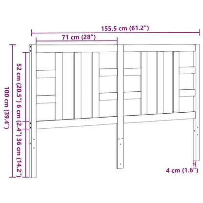 Kopfteil Schwarz 166x4x100 cm Massivholz Kiefer