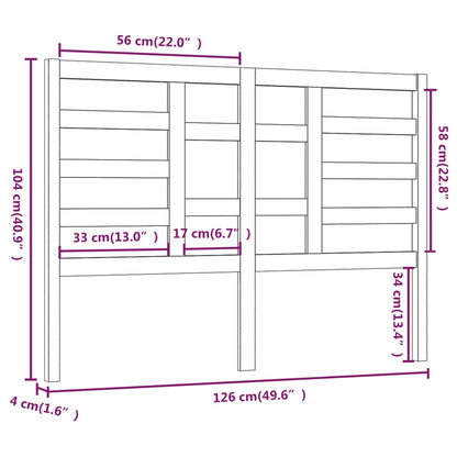 Bett-Kopfteil Grau 106x4x104 cm Massivholz Kiefer