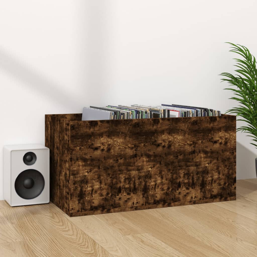 Schallplatten-Box Räuchereiche 71x34x36 cm Holzwerkstoff