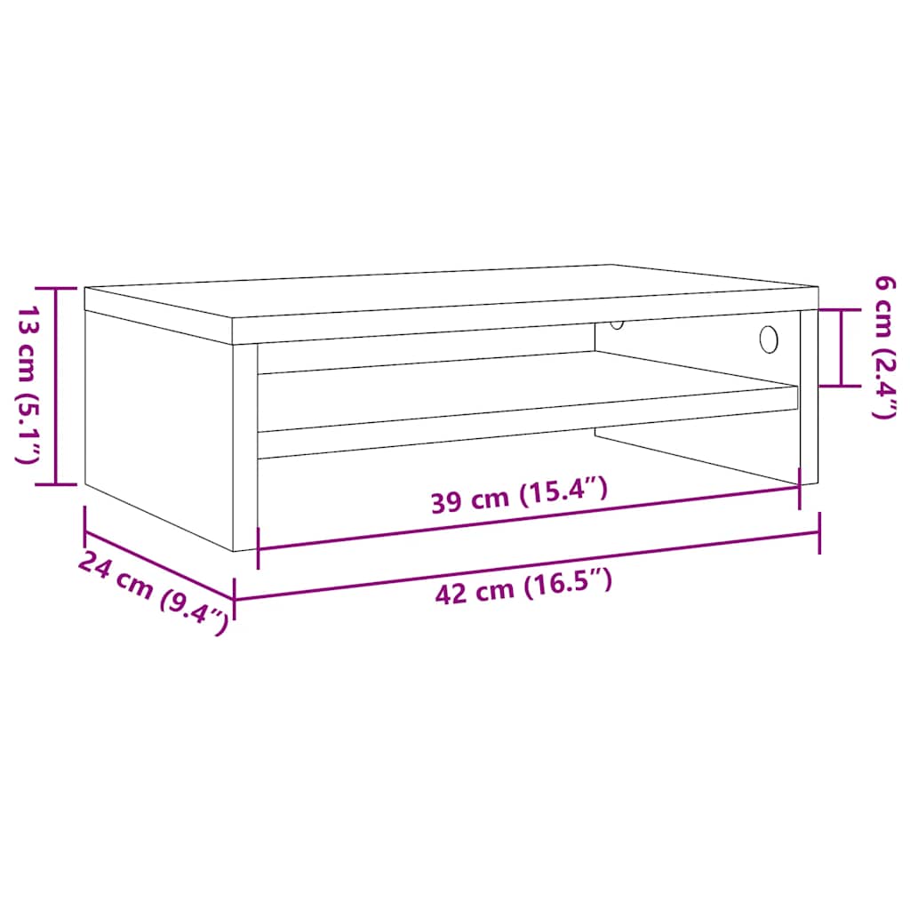 Monitorständer Grau Sonoma 42x24x13 cm Holzwerkstoff