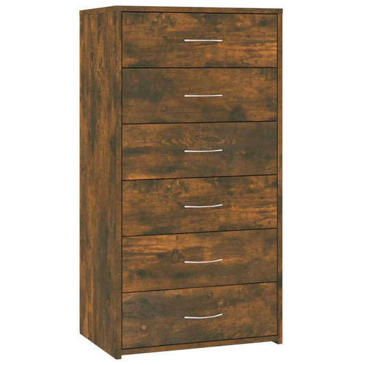 Skænk 6 skuffer røget eg 50x34x96 cm træmateriale