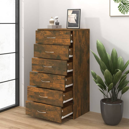 Skænk 6 skuffer røget eg 50x34x96 cm træmateriale