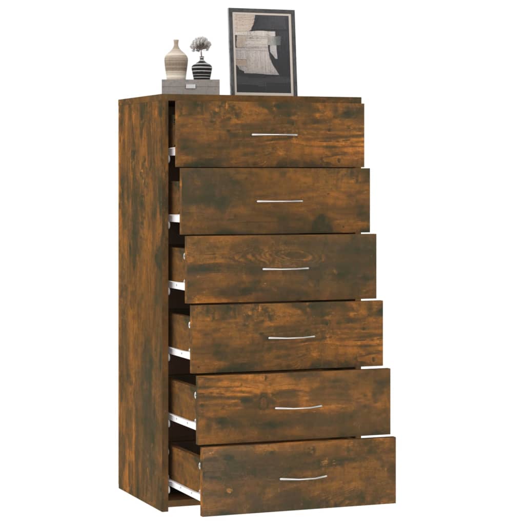 Skænk 6 skuffer røget eg 50x34x96 cm træmateriale