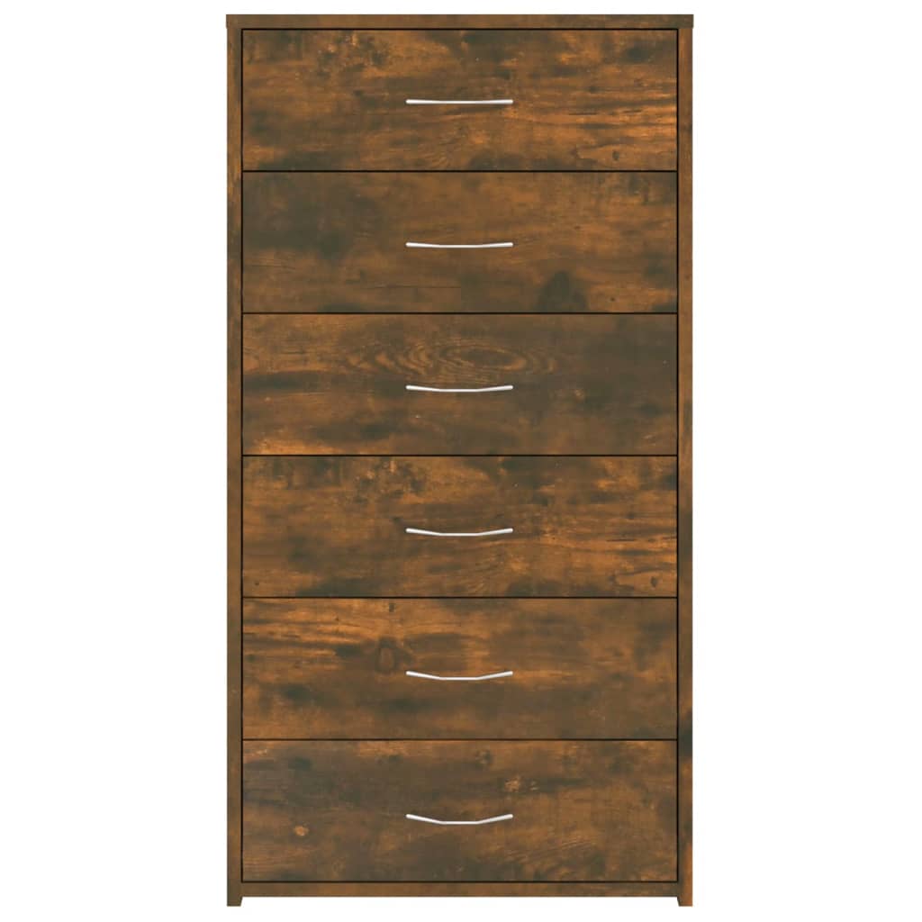 Skænk 6 skuffer røget eg 50x34x96 cm træmateriale