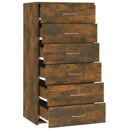 Skænk 6 skuffer røget eg 50x34x96 cm træmateriale