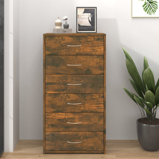 Skænk 6 skuffer røget eg 50x34x96 cm træmateriale