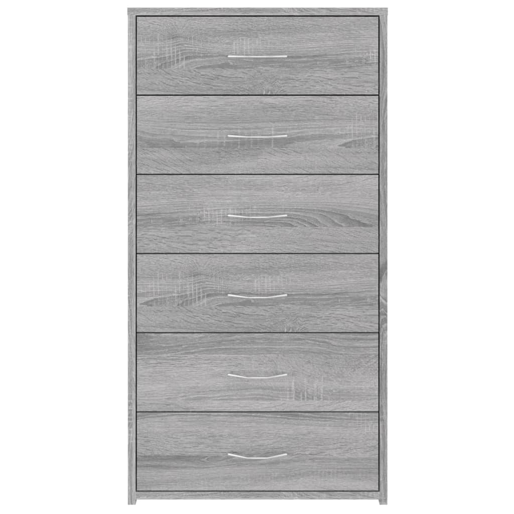 Sideboard mit 6 Schubladen Grau Sonoma 50x34x96cm Holzwerkstoff