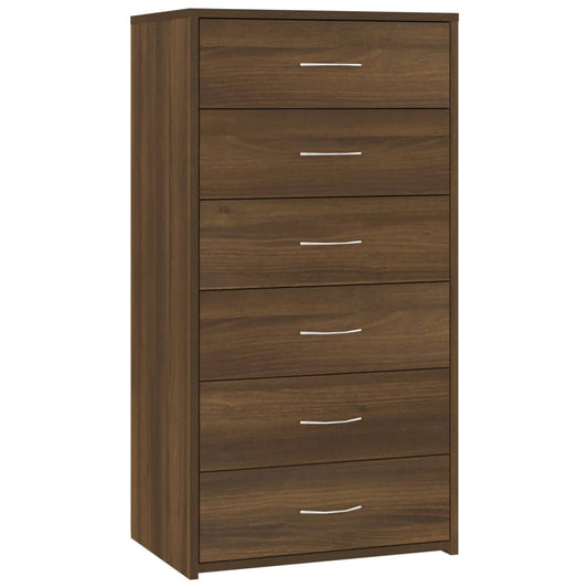 Sideboard mit 6 Schubladen Braun Eichen-Optik 50x34x96 cm