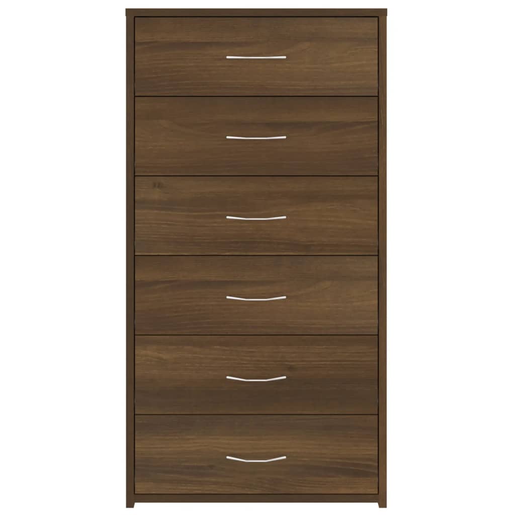 Sideboard mit 6 Schubladen Braun Eichen-Optik 50x34x96 cm