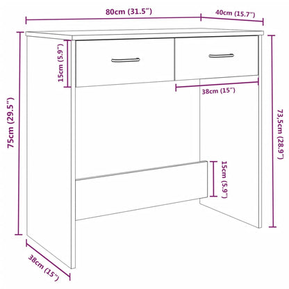 Schreibtisch Räuchereiche 80x40x75 cm Holzwerkstoff