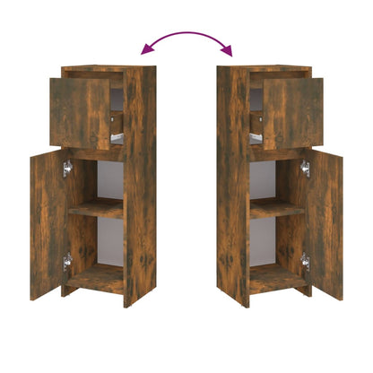 Badezimmerschrank Räuchereiche 30x30x95 cm Holzwerkstoff