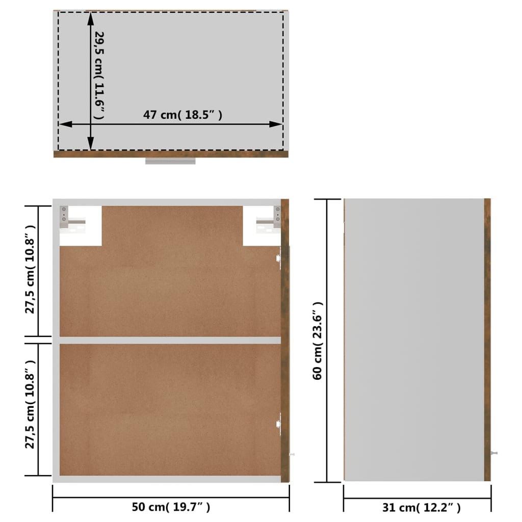 Hängeschrank Lyon Räuchereiche 50x31x60 cm Holzwerkstoff