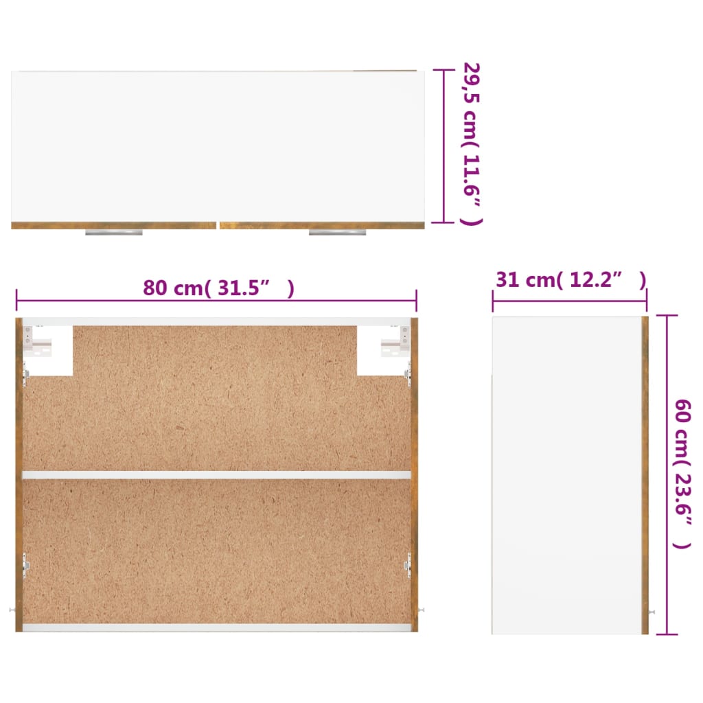 Overskab Røget Eg 80x31x60 cm Træmateriale