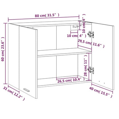 Hängeschrank Lyon Braun Eichen-Optik 80x31x60 cm Holzwerkstoff