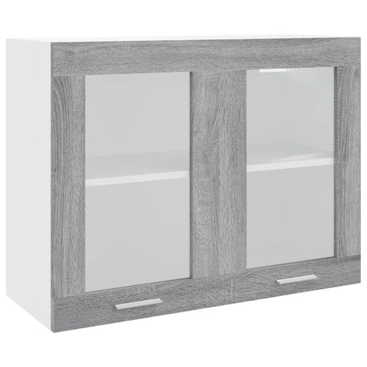 Overskab Glas Grå Sonoma 80x31x60 cm Træ Materiale
