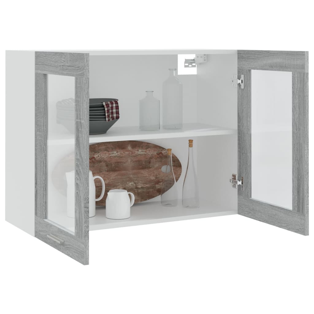 Hängeschrank Lyon Glas Grau Sonoma 80x31x60 cm Holzwerkstoff
