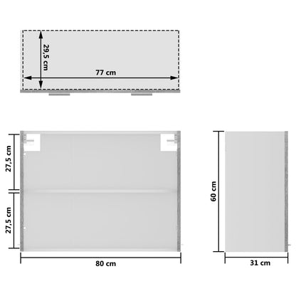 Hängeschrank Lyon Glas Grau Sonoma 80x31x60 cm Holzwerkstoff