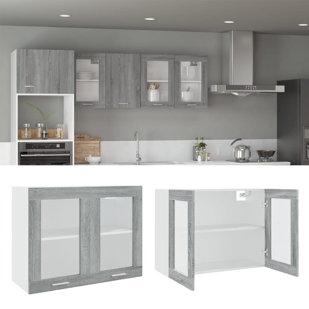 Hängeschrank Lyon Glas Grau Sonoma 80x31x60 cm Holzwerkstoff