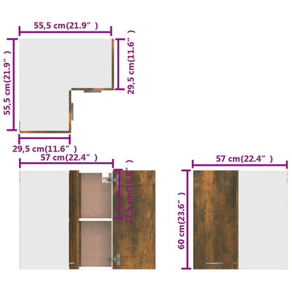 Eck-Hängeschrank Lyon Räuchereiche 57x57x60 cm Holzwerkstoff