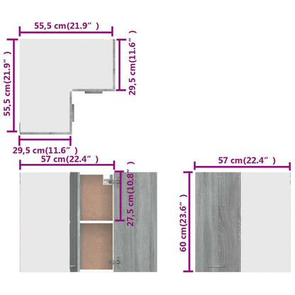 Eck-Hängeschrank Lyon Grau Sonoma 57x57x60 cm Holzwerkstoff