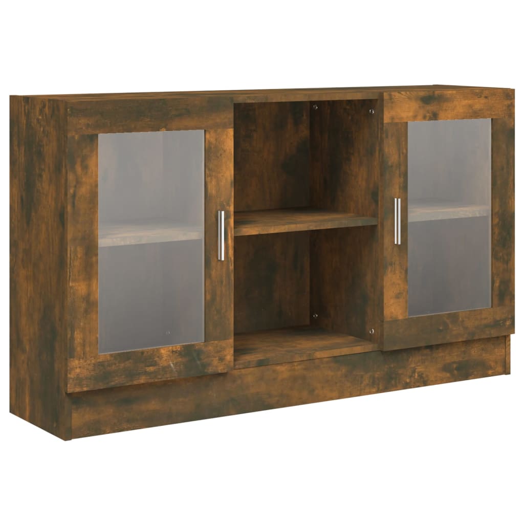 Vitrineskab røget eg 120x30,5x70 cm træmateriale