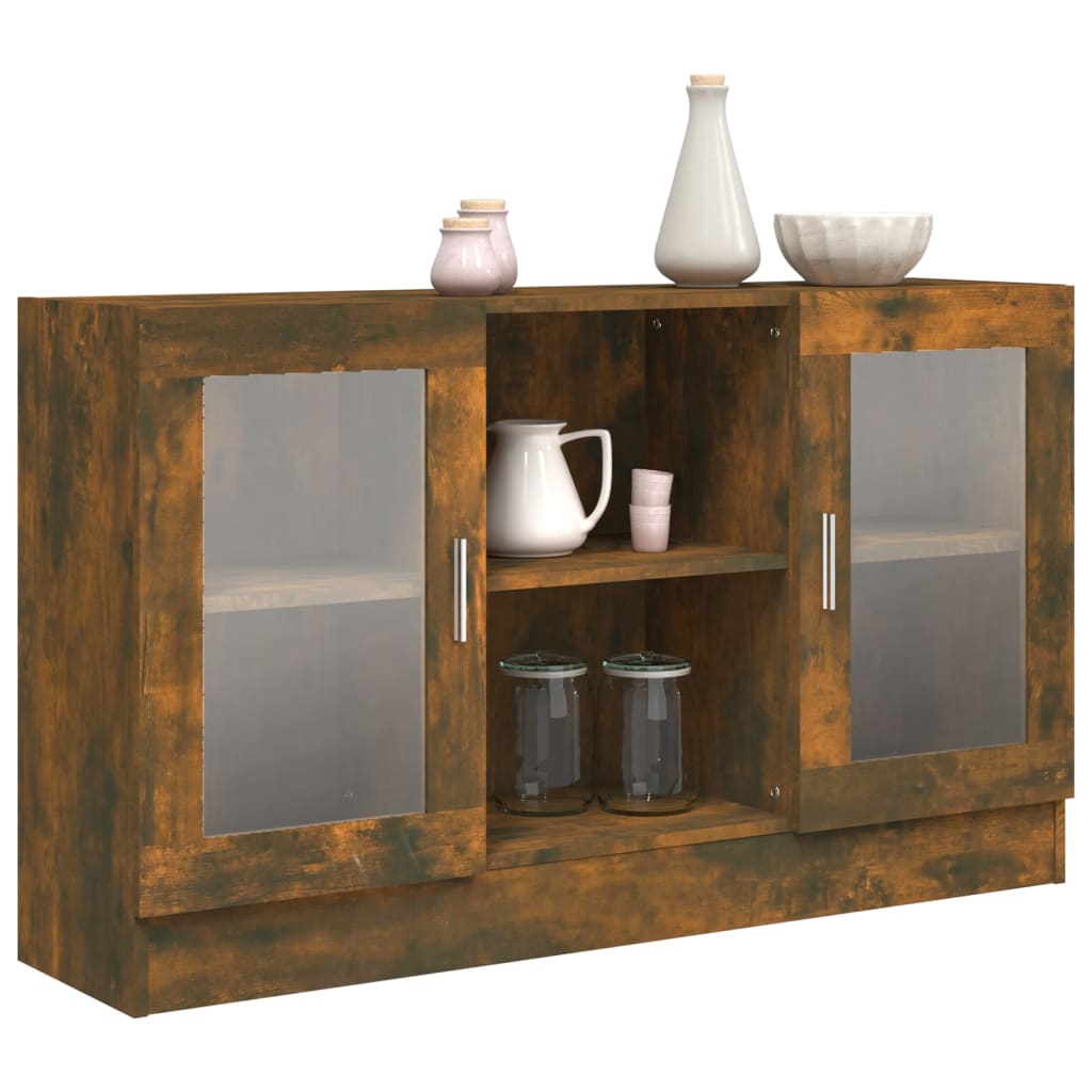 Vitrineskab røget eg 120x30,5x70 cm træmateriale