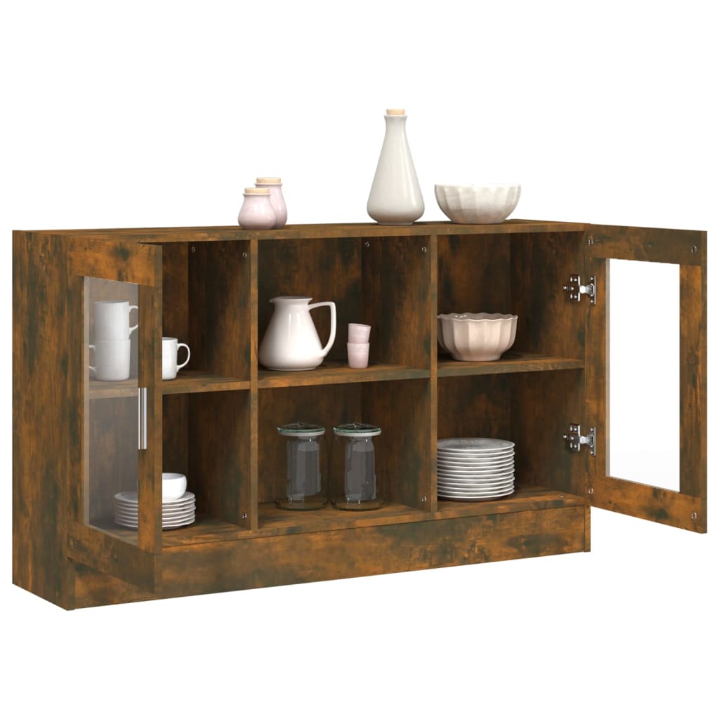 Vitrineskab røget eg 120x30,5x70 cm træmateriale