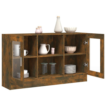 Vitrineskab røget eg 120x30,5x70 cm træmateriale