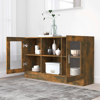 Vitrineskab røget eg 120x30,5x70 cm træmateriale