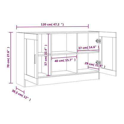 Vitrineskab røget eg 120x30,5x70 cm træmateriale