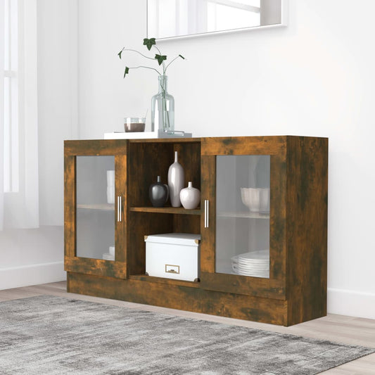 Vitrineskab røget eg 120x30,5x70 cm træmateriale