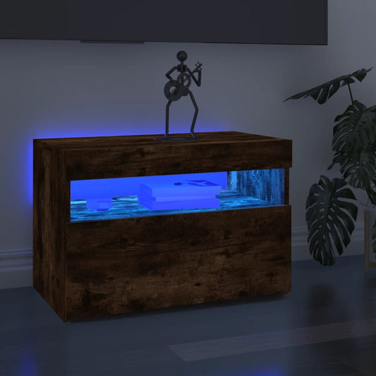 TV-Schrank mit LED-Leuchten Räuchereiche 60x35x40 cm