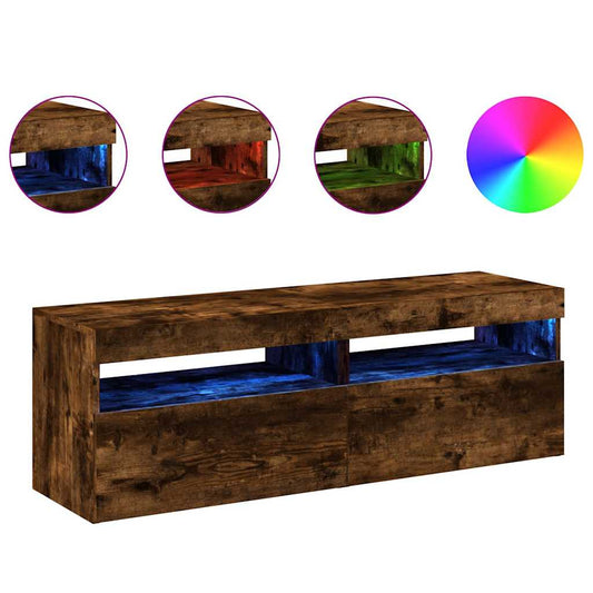TV-Schränke 2 Stk. mit LED-Leuchten Räuchereiche 60x35x40 cm