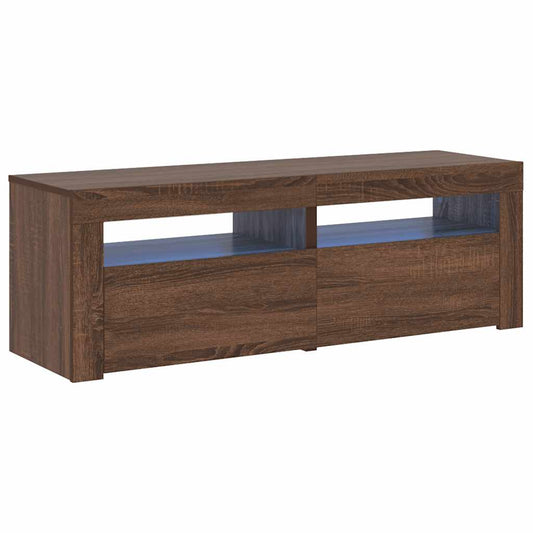 TV-Schrank mit LED-Leuchten Braun Eichen-Optik 120x35x40 cm