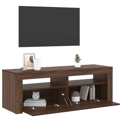 TV-Schrank mit LED-Leuchten Braun Eichen-Optik 120x35x40 cm
