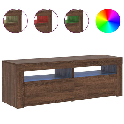 TV-Schrank mit LED-Leuchten Braun Eichen-Optik 120x35x40 cm
