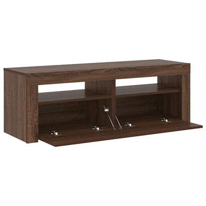TV-Schrank mit LED-Leuchten Braun Eichen-Optik 120x35x40 cm