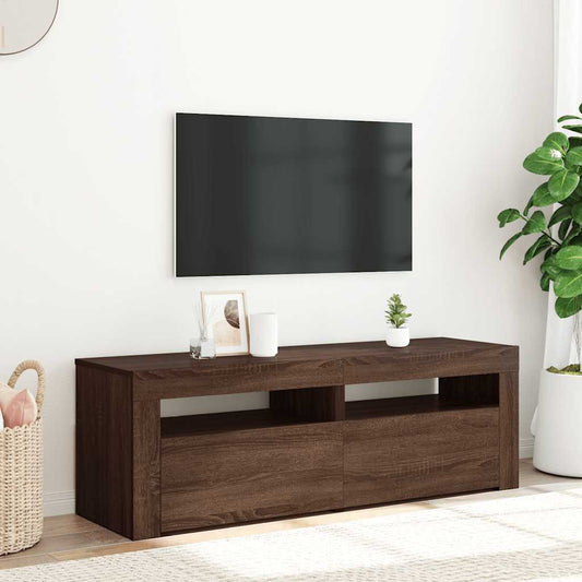 TV-Schrank mit LED-Leuchten Braun Eichen-Optik 120x35x40 cm