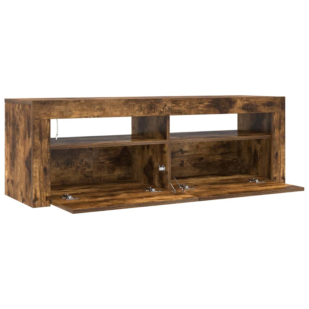 TV-Schrank mit LED-Leuchten Räuchereiche 120x35x40 cm