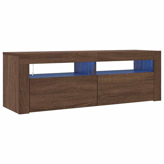 TV-Schrank mit LED-Leuchten Braun Eichen-Optik 120x35x40 cm