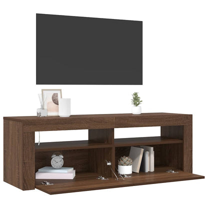 TV-Schrank mit LED-Leuchten Braun Eichen-Optik 120x35x40 cm