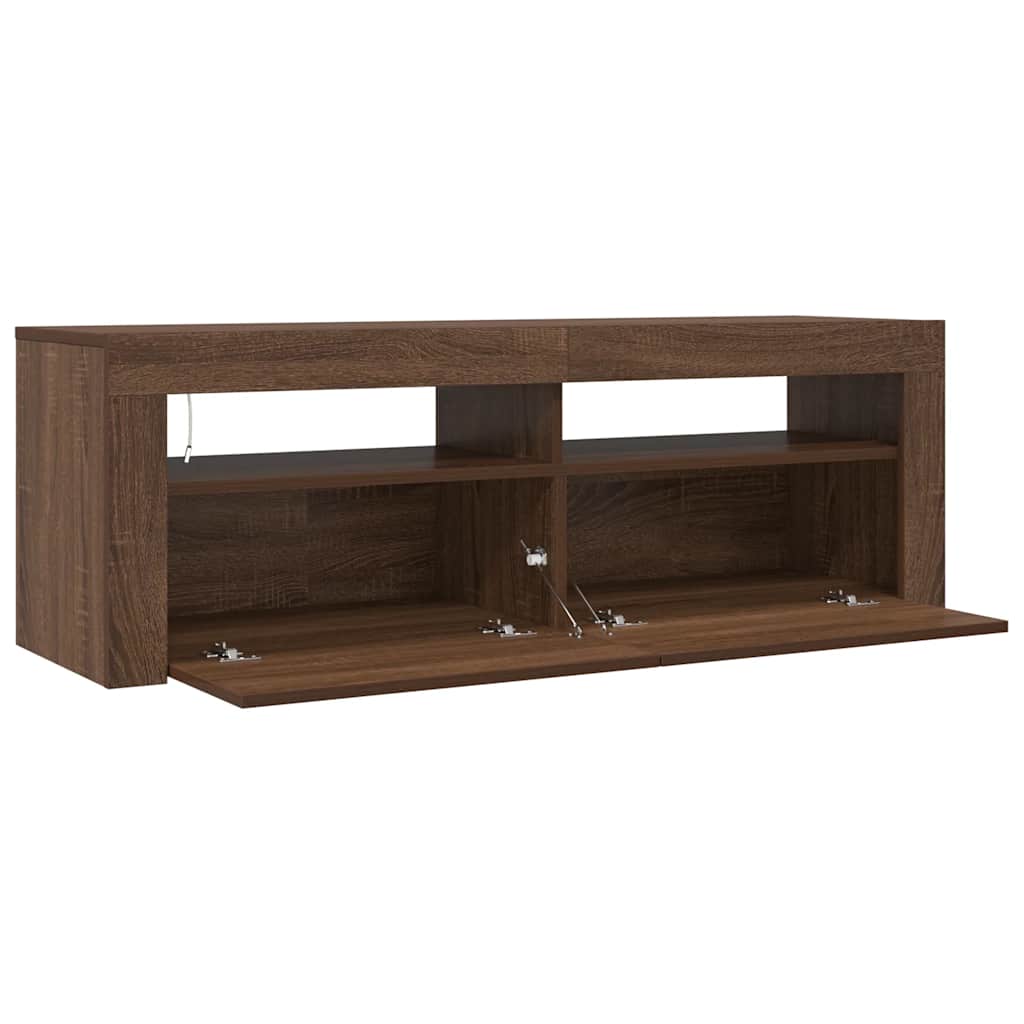 TV-Schrank mit LED-Leuchten Braun Eichen-Optik 120x35x40 cm