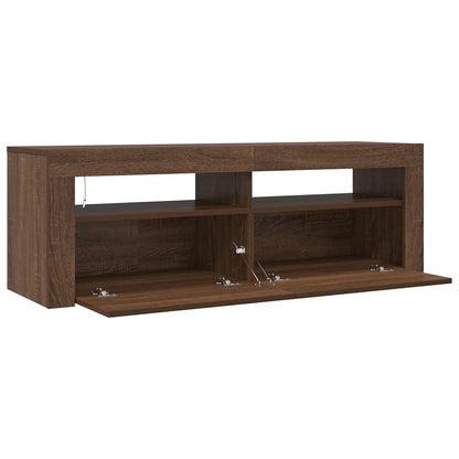 TV-Schrank mit LED-Leuchten Braun Eichen-Optik 120x35x40 cm