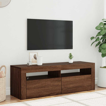 TV-Schrank mit LED-Leuchten Braun Eichen-Optik 120x35x40 cm